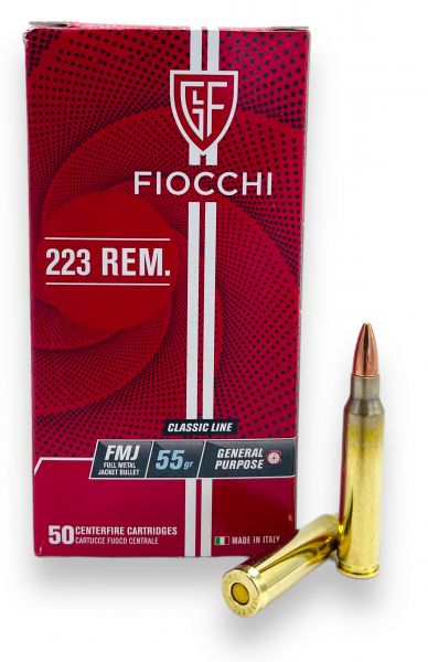 Cartouches FIOCCHI .223 Remington 55 gr FMJ – Boîte de 50